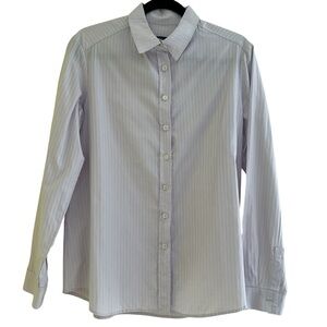 Poeta Pastel Lilac Cotton Shadow Stripe Button Down Shirt L